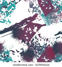 Patrón sin problemas. Concepto de moda. Impresión por problemas. Maroon, Ilustración Gris. Tejido de superficie de tendencia. Manchas Tinta. Pintura de aerosol. Splash Blots. Fondo artístico de vectores creativos.