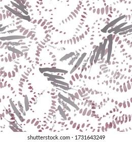 Blots Seamless Pattern. Fashion Concept. Distress Print. Bordo, Pink Illustration. Dirty Surface Textile. Ink Stains. Spray Paint. Splash Blots. Artistic Creative Vector Background.