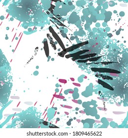Blots Seamless Pattern. Fashion Concept. Distress Print. Maroon, Gray Illustration. Camo Surface Textile. Ink Stains. Spray Paint. Splash Blots. Artistic Creative Vector Background.