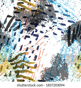 Patrón sin foco. Concepto de moda. Impresión por problemas. Color, Ilustración brillante. Textil de superficie moderna. Manchas De Tinta. Pintura de pulverización. Splash Blots. Fondo artístico de vectores creativos.