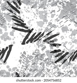 Patrón sin foco. Concepto de moda. Impresión por problemas. Ilustración en blanco y negro. Tejido de superficie urbana. Manchas De Tinta. Pintura de pulverización. Splash Blots. Fondo artístico de vectores creativos.