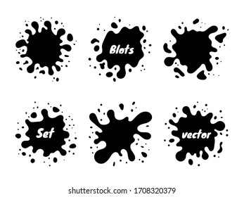 Blots set on the white background. Set of paint splashes. Vector illustration. Badges, emblem design templates.