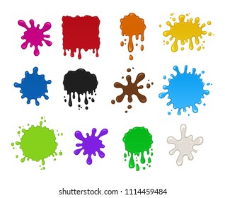 Blots set volume colorful isolated. Collection of spots and splashes on paper, for designers and artists. Vector illustration