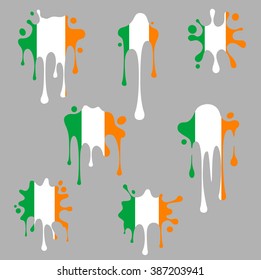 Blots and splashes icons from the national Flag of Irlanda.