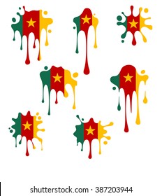 Blots and splashes icons from the national Flag of Camerun.