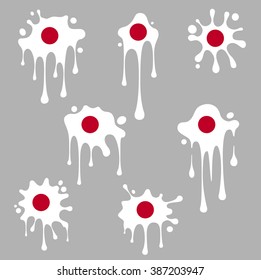 Blots and splashes icons from the national Flag of Japon.