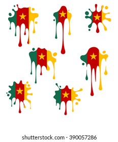 Blots and splashes icons from the national Flag of Cameroon.
