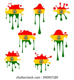 Blots and splashes icons from the national Flag of Bolivia.
