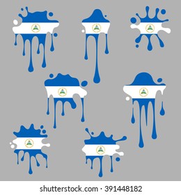 Blots and splashes icons from the national Flag of Nicaragua.