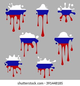 Blots and splashes icons from the national Flag of Russia.