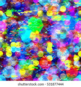 Blots and stains. Colorful seamless background with circles and spots.