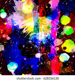 Blots and stains. Splattered colorful texture. Abstract seamless background for fabric, wrapping, home decor.