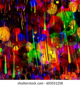 Blots, stains and splotches. Abstract splattered texture. Bright seamless background. Vector design