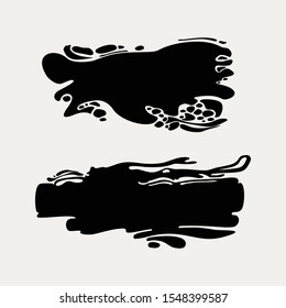 Blots. Vector graphic template imitation of oil puddles. Two spots of black puddles.