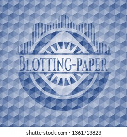 Blotting-paper blue emblem with geometric pattern.