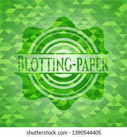 Blotting-paper green emblem with mosaic ecological style background. Vector Illustration. Detailed.