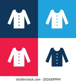 Blouse With Buttons blue and red four color minimal icon set