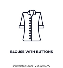 blouse with buttons outline icon. Linear vector from fashion concept. Thin line blouse with buttons icon isolated on white background