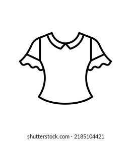 Blouse Clothes Vector Icon Outline Black. EPS 10.. Womens Shirt Illustration.... Flat Outline Sign.. Shop Online Concept. Females Item Of Clothing.... Apparel Store Symbol. Isolated On White