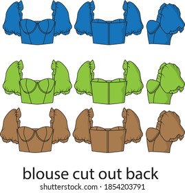 blouse cut out back vector template 