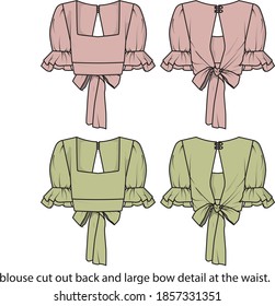 blouse cut out back  vector template pattern