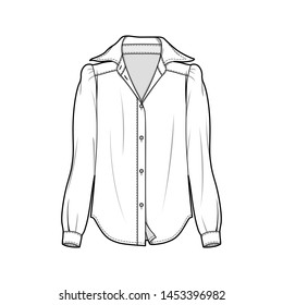 Blouse Fashion Flat Sketch Template