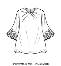 Blouse fashion flat sketch template