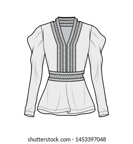 Blouse Fashion Flat Sketch Template Stock Vector (Royalty Free ...