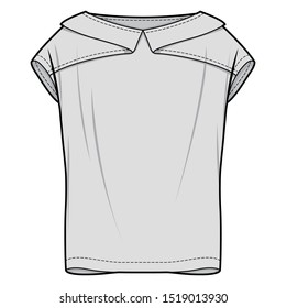 Blouse fashion flat sketch template