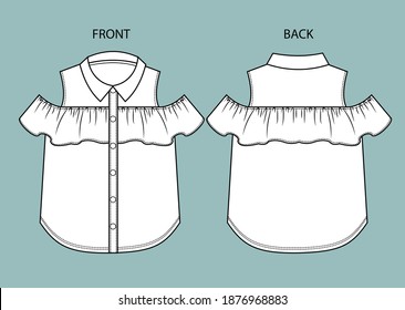 blouse for girl front and back view. 