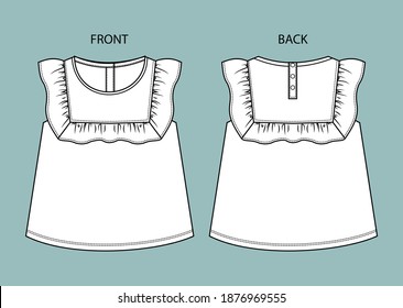 blouse for girl front and back view. 