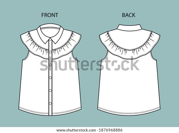 Blouse Girl Front Back View Stock Vector (Royalty Free) 1876968886 ...