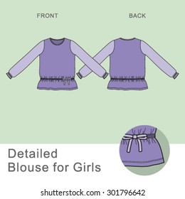 Blouse for Girls. Detailed vector drawing
