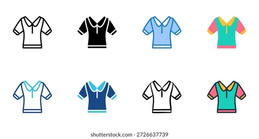Los iconos de blusa establecen una colección de estilo múltiple. Trazo editable 
