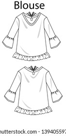 blouse for lady vector template front and back side