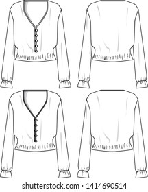 blouse lady vector template set front and back side