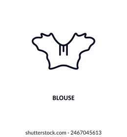 icono de contorno de blusa.  Icono de línea delgada de la colección de ropa. Vector editable aislado sobre fondo blanco