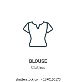 Blouse outline vector icon. Thin line black blouse icon, flat vector simple element illustration from editable clothes concept isolated stroke on white background