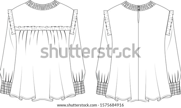 Blouse Ruffles Front Back View Vector Stock Vector (Royalty Free ...