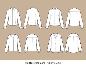 Blouse set, different models set. Vector illustration