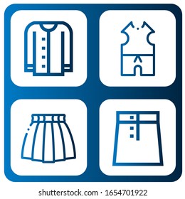 ajuste de iconos sencillos de blusa. Contiene iconos como Cardigan, Ropa, Falda, puede ser usado para web, móvil y logo