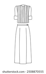 Blouse and skirt silhouette, sketch womens suit, wardrobe