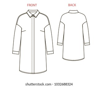 blouse technical sketch back and front view outline
