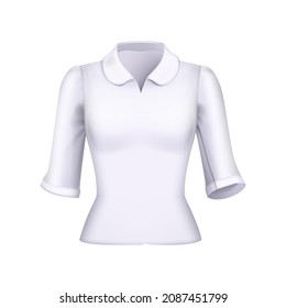 Blouse top shirt mock up. Textile apparel shirt blouse. 3d realistic vector