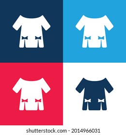 Blouse With Two Ribbons blue and red four color minimal icon set