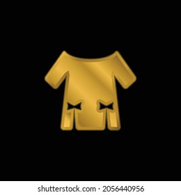 Blouse With Two Ribbons gold plated metalic icon or logo vector