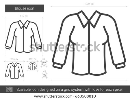 Blouse vector line icon isolated on white background. Blouse line icon for infographic, website or app. Scalable icon designed on a grid system.