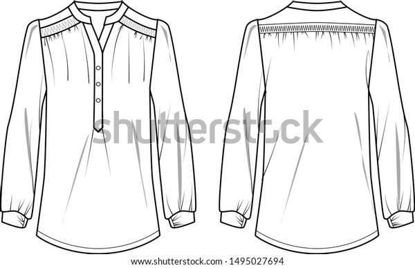 Blouse Women Template Pattern Stok Vektör (Telifsiz) 1495027694
