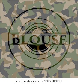 Blouse written on a camo texture. Vector Illustration. Detailed.