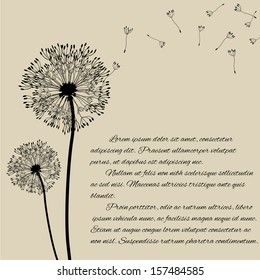 Blow dandelion concept on retro style background, vector illustration